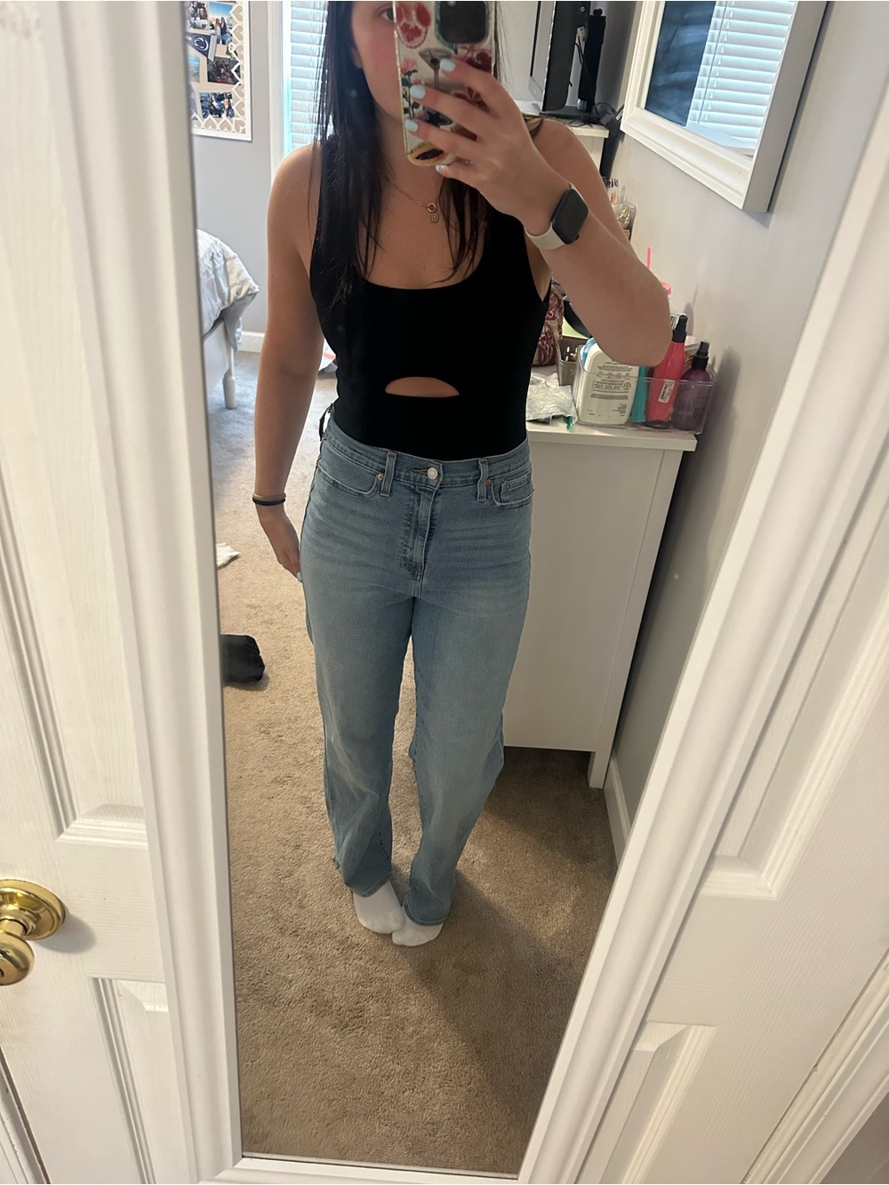 High-Rise Straight Leg Jeans in Light Blue